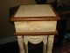 French Country Chic Shabby Tall Accent Table Stand Ornate White Plant Key Side Post-1950 photo 3