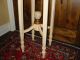 French Country Chic Shabby Tall Accent Table Stand Ornate White Plant Key Side Post-1950 photo 6