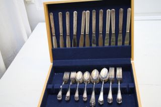 Lady Betty Flatware Set Silverplate 60 Pce Knives Forks Spoons Boxed 12 Plc Set photo