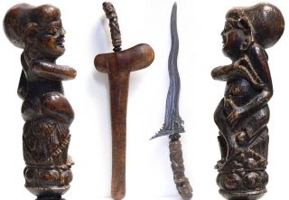 Antique 5 Luk Keris Patrem Women Kris From Bali Magic Sword Indonesia Etnography photo