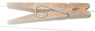 Vtg Antique First Style Spring Clothes Pin Clothespin Peg Laundry Wood Wooden photo
