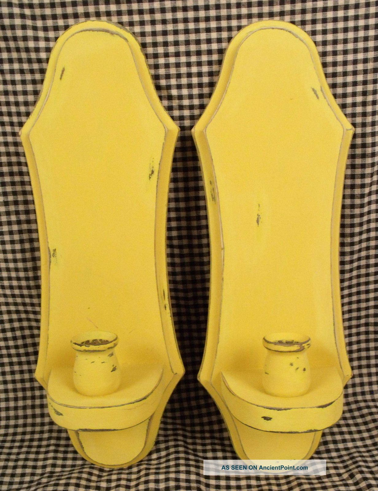 Primitive Country Farmhouse Mustard Distressed Colonial Candle Wall Sconces Primitives photo