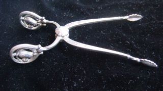 Sterling Silver Antique Georg Jensen Blossom Pattern Sugar Tongs photo