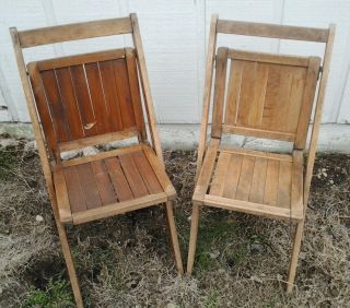Vintage Wooden Art Deco Funeral,  Church,  Folding Chairs Simmons Co.  Pair B photo