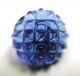 Antique Charmstring Glass Button Fancy Blue Candy Mold Swirl Back Buttons photo 1