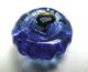 Antique Charmstring Glass Button Fancy Blue Candy Mold Swirl Back Buttons photo 2