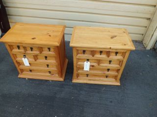 49641 Pair Rustic Pine 7 Drawer Nightstand End Table S photo