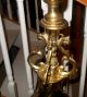 Antique Gilt Brass Marble Base Torchiere Art Nouveau Floor Lamp Ornate Figural Art Nouveau photo 1