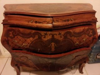 Antique Commode Chest/bombe And Matching Nightstand photo