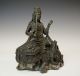 Antique Chinese Bronze Manjushri Statue Fine Buddha Tibet Bodhisattva Kwan-yin photo 1