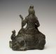 Antique Chinese Bronze Manjushri Statue Fine Buddha Tibet Bodhisattva Kwan-yin photo 2
