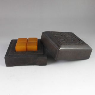 Chinese Shoushan Stone Seal & Wood Box photo