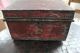 1860 Heavy Tin American Decorated Art Sewing Box Drawers Patriotic Flag On Top Toleware photo 9