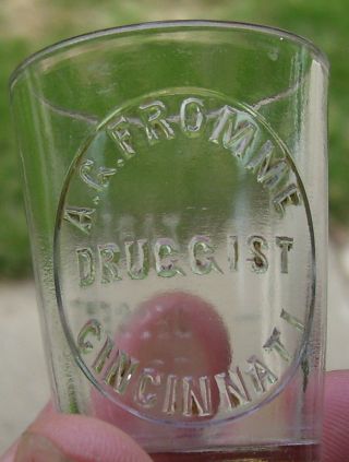 Antique Apothecary Medicine Dose Cup Shot Glass Advertising Ag Fromme Cincinnati photo