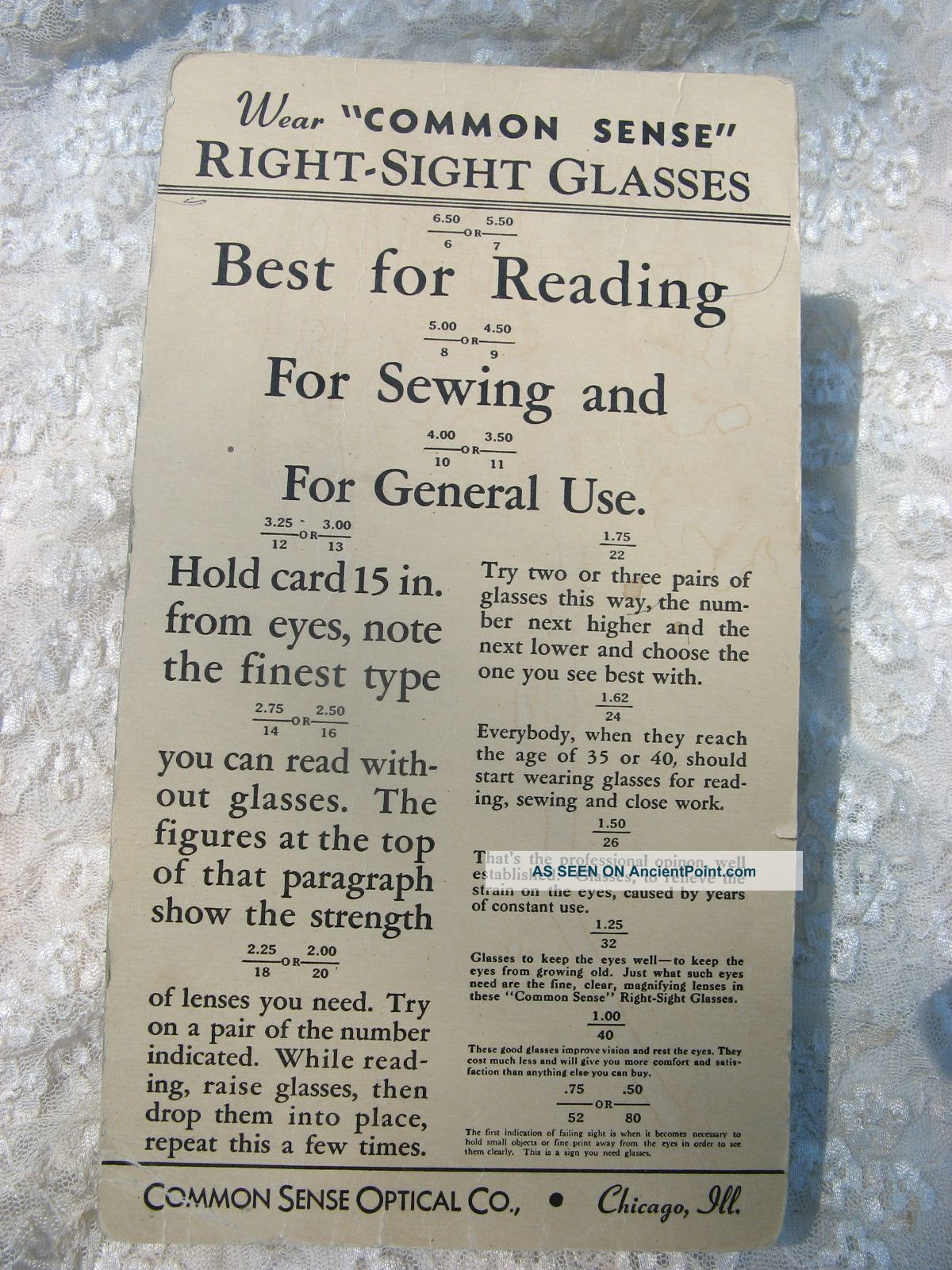 Antique Cardboard Eye Chart Early 1900 ' S Optician ' S 