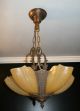 Antique Vintage 5 Light Slip Shade Art Deco Light Fixture Ceiling Chandelier Chandeliers, Fixtures, Sconces photo 1