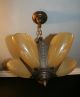 Antique Vintage 5 Light Slip Shade Art Deco Light Fixture Ceiling Chandelier Chandeliers, Fixtures, Sconces photo 3