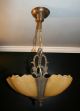 Antique Vintage 5 Light Slip Shade Art Deco Light Fixture Ceiling Chandelier Chandeliers, Fixtures, Sconces photo 5
