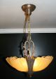 Antique Vintage 5 Light Slip Shade Art Deco Light Fixture Ceiling Chandelier Chandeliers, Fixtures, Sconces photo 6