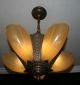 Antique Vintage 5 Light Slip Shade Art Deco Light Fixture Ceiling Chandelier Chandeliers, Fixtures, Sconces photo 7