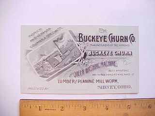 1880s Buckeye Churn Co.  & Queen Washing Machines Trade Card Sidney Ohio Vg+ photo