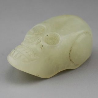 Chinese Classical Hand Carved Old Jade Skull Pendant 2187 photo