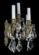 Pair Of Antique Sconces Brass Bronze Vintage Crystal Glass Regency Empire Period Chandeliers, Fixtures, Sconces photo 2