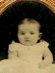 Tintype C1860s Infant Victorian Portrait Civil War Theme Copper Frame Case Baby Primitives photo 2