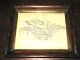 C1800s Fraktur Calligraphy Bird Home Folk Art Pennsylvania German Frame Pen Work Primitives photo 1