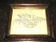 C1800s Fraktur Calligraphy Bird Home Folk Art Pennsylvania German Frame Pen Work Primitives photo 1