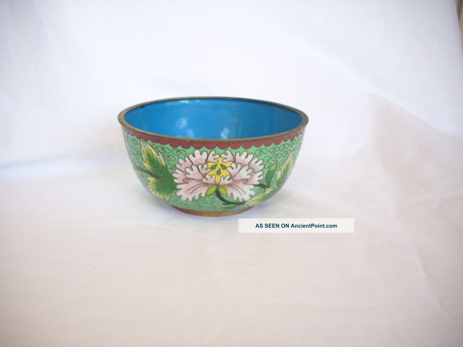 1930 ' S Estate Chinese Green Floral Cloisonne Bowl Bowls photo