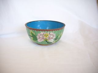 1930 ' S Estate Chinese Green Floral Cloisonne Bowl photo