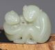 100% Natural Nephrite Hetian Jade Carved Big Monkey And Little Monkey Statue Other photo 1