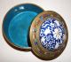 A Handsome Old Chinese Export Champleve Brass & Ceramic Shard Box,  5 