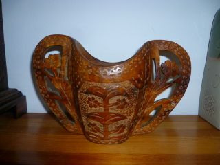 Exceptional Antique Hand Carved Wood Wine Cup (wedding/loving Cup) - Two Handles photo