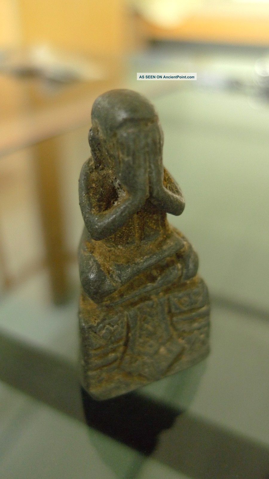 Statue Phra Pidta (close Eye Buddha) Thai Wealth Buddha Amulet Amulets photo