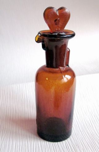 Antique German Drop Opium Anaesthesia Medical Amber Glass Bottle L - H 20ml Size 1 photo