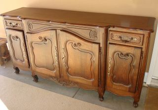 Antique 18th Century Louis Xv Style French Oak Wood Buffet Handcarved photo