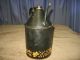 Antique Tole Oil Gas Can Painted Toleware Handle Unusual Sm Spout Brass Tip Toleware photo 1