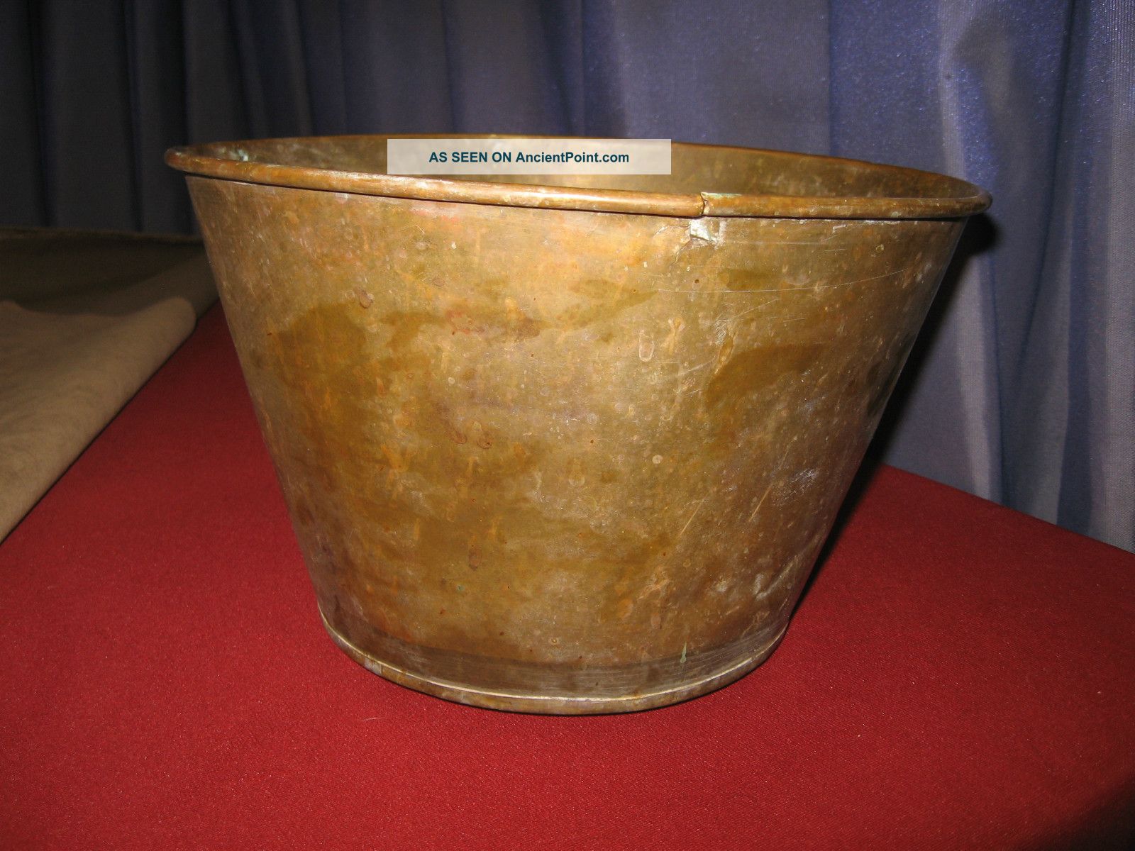 Antique Brass Pail Bucket Waste Paper Basket Bin Fireplace Pot Hearth Kettle Metalware photo