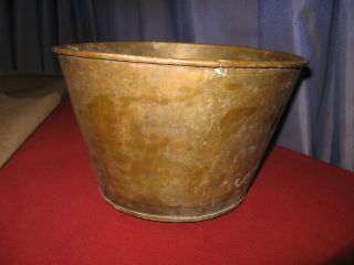 Antique Brass Pail Bucket Waste Paper Basket Bin Fireplace Pot Hearth Kettle photo