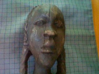 Antique Carved African Head Statue photo