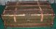 Antique Canvas Leather Flat Top Wood Slat Steamer Trunk Coffee Table Decor Unknown photo 2