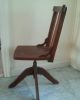Antique Childs Wooden School Chair Cast Iron Swivel Adjustable Height 1900-1950 photo 4