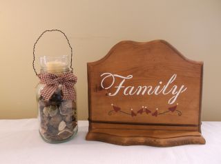 Vintage Style Wooden Receipe Stand And Country Jar Candle photo