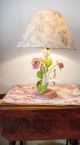 Vintage French Provence Tole Table Lamp Painted Flowers Chandeliers, Fixtures, Sconces photo 1