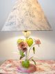 Vintage French Provence Tole Table Lamp Painted Flowers Chandeliers, Fixtures, Sconces photo 2