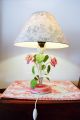 Vintage French Provence Tole Table Lamp Painted Flowers Chandeliers, Fixtures, Sconces photo 4
