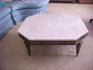 Antique Vintage 1950 ' S Weiman French Country Italian Marble Coffee Table photo