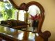 Exquisite Vintage Burl Wood Buffet W/ Mirror Sideboard Credenza Onlays Carvings Post-1950 photo 8